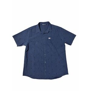 Men’s Travis Mathew Blue Eagle Pride Flag Logo Size XXL Short Sleeve Button Down